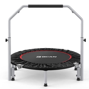 BCAN 40" Foldable Trampoline, Fitness Rebounder with Adjustable Foam Handle, Exercise Trampoline for Adults/kids Indoor/Garden Workout Max Load 330lbs