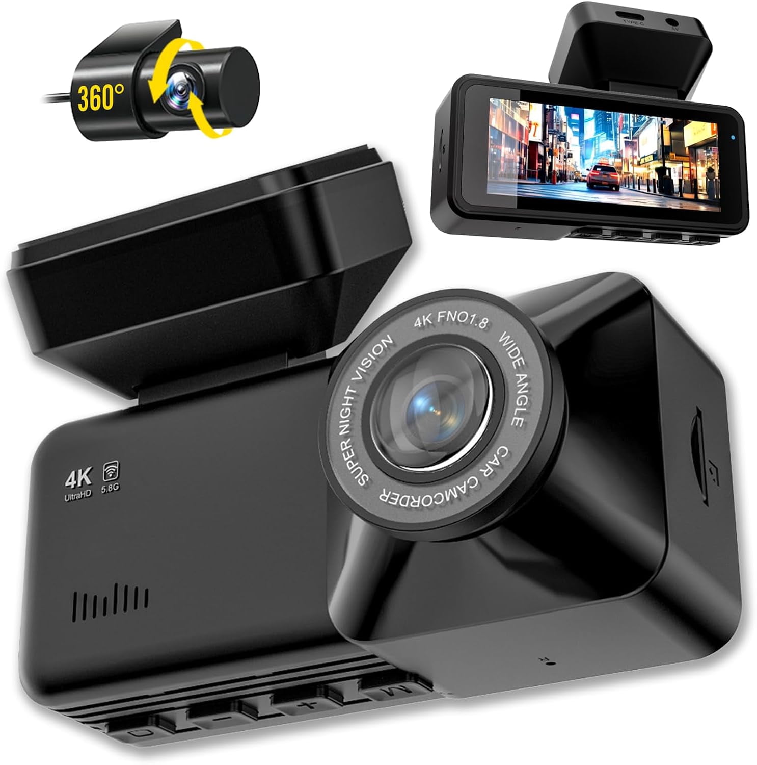 Osmo Dashcam Pro 4K Wireless Car Dashcam Front Rear,Front + Rear + WiFi + GPS + 64GB Card,170° Wide Angle - App Control (Black)