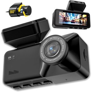 Osmo Dashcam Pro 4K Voiture sans fil Dashcam avant arrière, Front + Arrière + WiFi + GPS + 64GB Carte,170° Angle large - Contrôle de l'application (Noir)
