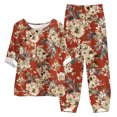 thumbnail image 1 of Birdeem Ensemble Deux Pièces pour Femmes d'Été Imprimé, Haut Court à Manches Mi-Longues à Col Rond + Pantalon Décontracté, Ensemble de Détente, 1 of 1