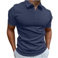 thumbnail image 1 of Dvkptbk Hommes Décontracté Uni Col Rabattu Chandail à Rayures Haute Élasticité Manches Courtes Blouse en Liquidation, 1 of 7