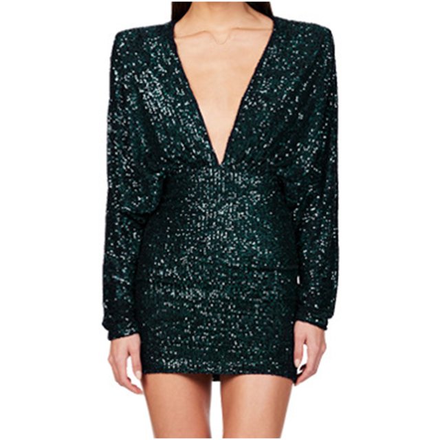 Pisexur Robes pour Femmes Robe de Cocktail à Col en V Profond Robe de Soirée à Paillettes de Mode Robe de Boîte de Nuit de Fête Tunique Dos Ouvert Robes de Retour à la Maison Robe Élégante pour Invitée de Mariage Robe Midi