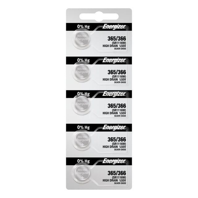 Energizer 365/366 SR1116W Silver Oxide Watch Battery (5 Pack)