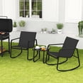 thumbnail image 2 of Costway 3 Piece Patio Rocking Set 2 Rocking Bistro Chairs & Glass-Top Table for Porch, 2 of 10