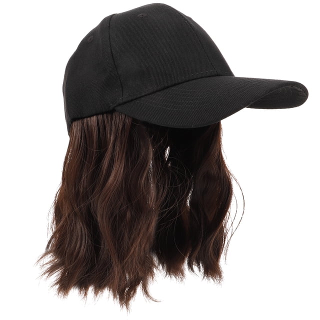 Baseball Cap with Hair Extension Wavy Curly Wig Synthetic Wave Wig Hat Baseball Hat Wig