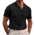 thumbnail image 1 of Chemises pour Hommes Couleur Unie Col Rabattu Haut Manches Courtes Haut/chemise, 1 of 5