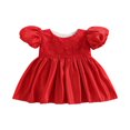 thumbnail image 1 of Enfants Princesse Robe Broderie Florale Cou Manches Courtes une Seule Pièce pour l'Été 6 Mois-5 Ans, 1 of 7
