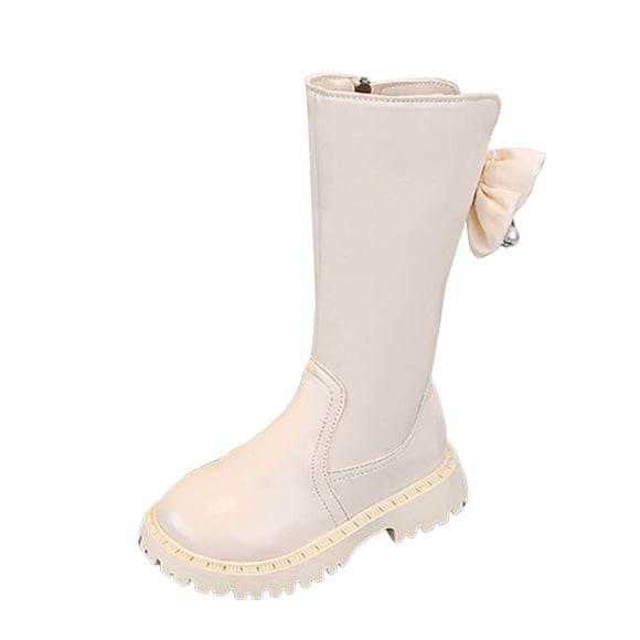 Yammkia Cowboy Boots for Girls Girls Cowgirl Boots Unisex-Child Mid Calf Glitter Toddler Cowboy Boot Little Big Kids Western Riding Shoes Size 2 (Beige,Big Kids 2)