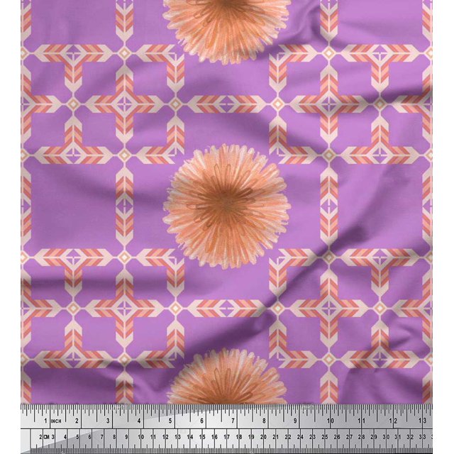 Soimoi Poly Georgette Fabric Artistic Flower & Arrow African Decor Fabric Printed Yard 42 Inch Wide