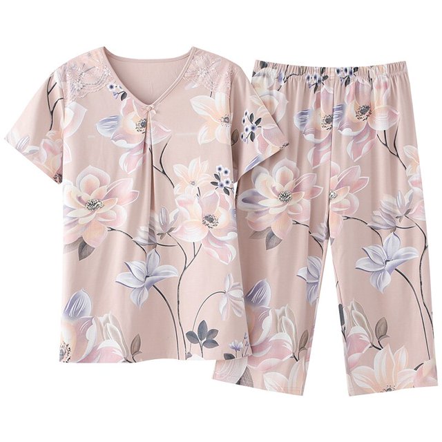 REDHOTYPE Fashion Print Pyjama Set Femmes 100% Coton Casual Home Pyjamas Plus Size Cool Short Sleeves M-XXXL Homewear