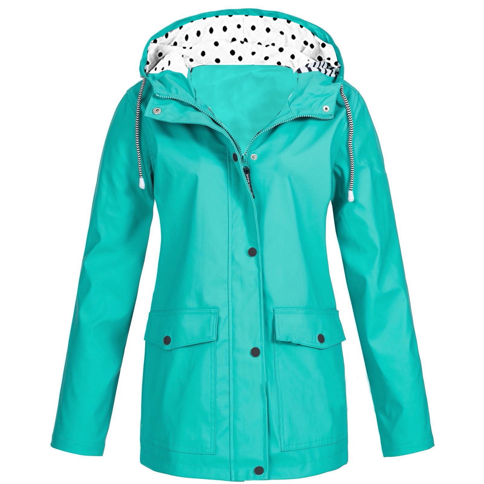 LSLJS Manteau de Pluie Uni pour Femmes Extérieur Grande Taille Imperméable à Capuche Coupe-Vent