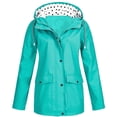 thumbnail image 1 of LSLJS Women Solid Rain Jacket Outdoor Plus Size Hooded Raincoat Windproof( Green, XL), 1 of 3