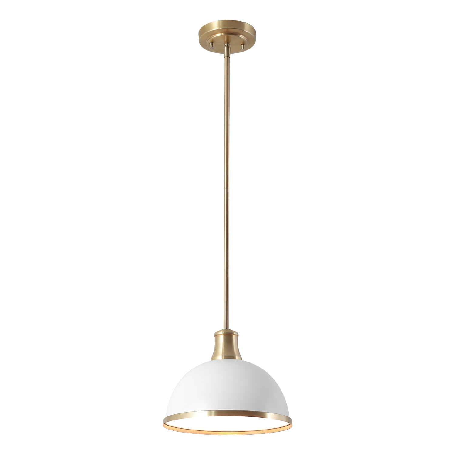 Globe Electric Luminaire suspendu à 1 ampoule Beckett, blanc mat, accents laiton mat