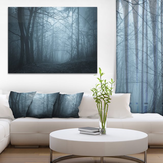 Ténèbres dans la Forêt avec Brouillard - Impression d'Art Photo de Paysage sur Toile