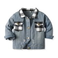 thumbnail image 2 of MeetoTime Veste en Denim pour Tout-Petit Bébé, Décontractée, à Revers, à Carreaux, Imprimée, à Manches Longues, Printemps Automne, Veste Courte pour Garçons Filles, 2 of 3