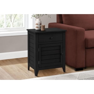 Monarch Specialties Table Accent, Table de chevet, Tiroir de rangement, En bout, Table latérale, Chambre, Lampe, Stockage, Vénéreau noir, Transitionnel