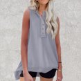 thumbnail image 2 of FAIWAD Women's Sleeveless Tank Tops Summer V Neck Button Down Tops Irregular Hem Lightweight Tops, 2 of 6