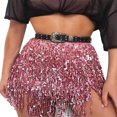 thumbnail image 1 of Women Belly Skirt  Sequined Fringe Mini skirt with Adjustable Waist Straps for Dance Performance  Rave Party, 1 of 7