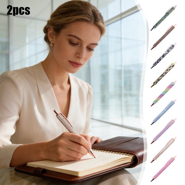 Plastic Ballpoint Pen Retractable Rhinestone Pen Camouflage Pattern High-End Weighty Feel Signature Pen Business Meeting Gift Pen 2 Count(Camouflage) by JASKFLY