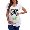 thumbnail image 2 of Hauts de Maternité d'Halloween pour Femmes, T-Shirt de Grossesse à Imprimé Amusant, Coupe Confortable Extensible pour Tenue Décontractée, Col en V, Design Froncé sur les Côtés, 2 of 3