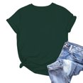 thumbnail image 2 of Pisexur Hauts d'Été pour Femmes Mode Chandail Décontracté Uni à Manches Courtes, Hauts pour Femmes Vert,G, 2 of 5