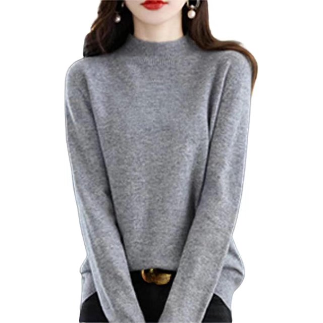 Women‘s Wool Sweaters Mock Turtle Neck Lightweight Long Sleeve Cozy Warm Fall Winter Pullover Tops