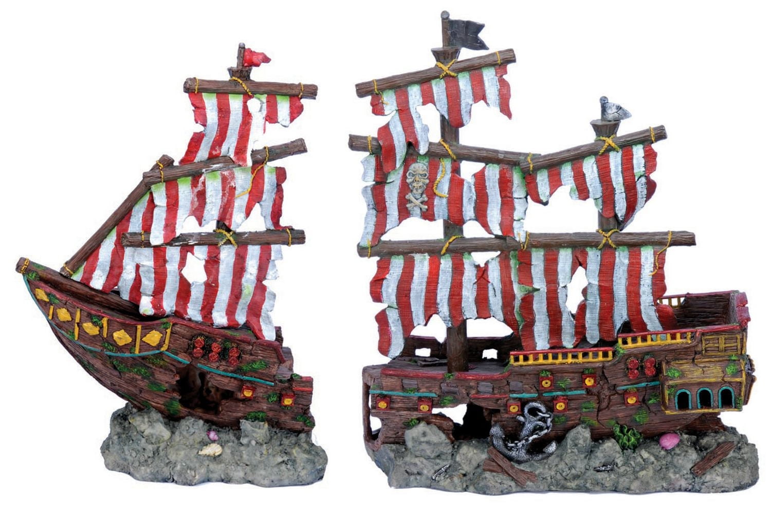 Penn-Plax Large Pirate Ship - Beautiful Aquarium Decoration for Large (40+ Gallon) Fish Tanks, Aquariums, and Terrariums