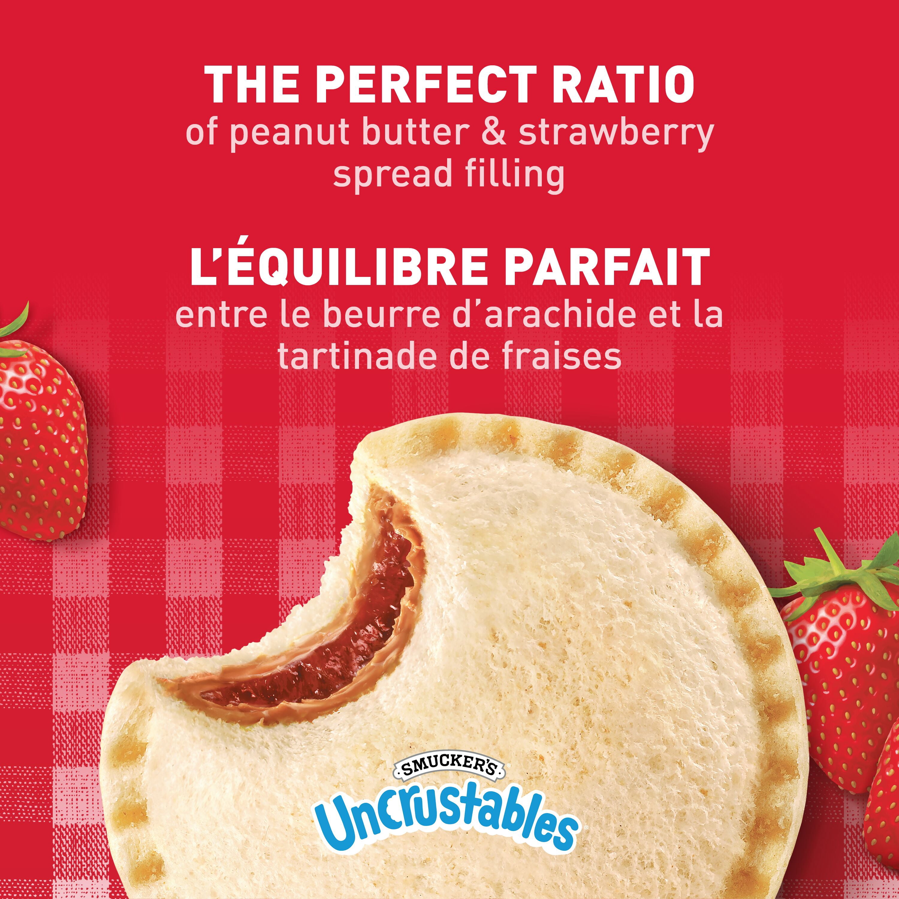Smucker's Uncrustables Peanut Butter and Strawberry Spread Sandwich, Frozen, 58g, Pack of 4