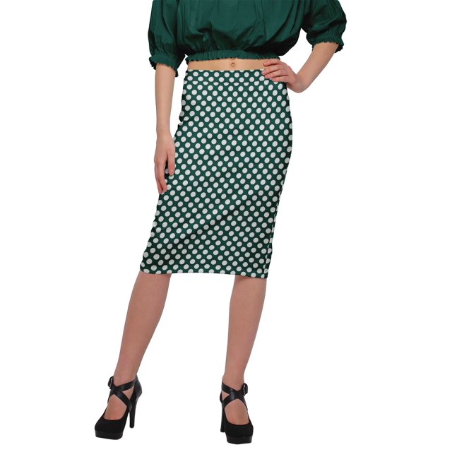 Moomaya Jupe Imprimée Longueur Genou pour Femmes Grande Taille Jupe en Poly Spandex