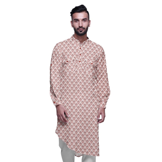 Atasi Rayon Ethnic Long Kurta For Boys Printed Party Wear Kurta For Men
