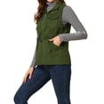 thumbnail image 4 of INSPIRE CHIC Women's Sleeveless Drawstring Waist Zipper Pocket Utility Vest XS Army Green, 4 of 6