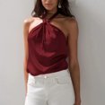 thumbnail image 2 of Timegard Womens Tank Tops Satin Keyhole Neck Tie Backless Sleeveless Solid Color Layer Dressy Casual Tops, 2 of 6