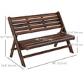 thumbnail image 3 of Banc d'Extérieur en Bois à 2 Places, Banc de Jardin Pliable, Fini Carbonisé, 3 of 10