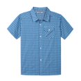 thumbnail image 1 of Bienzoe Boy's Cotton Plaid Button Down Short Sleeve Shirt Blue/Azure 5/6, 1 of 6