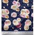 thumbnail image 1 of Soimoi Blue Heavy Canvas Fabric Dot & Ranunculus Floral Print Fabric by Yard 58 Inch Wide, 1 of 3