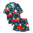 thumbnail image 4 of AJIWYH Pyjama pour Fillette, Ensemble de Pyjama pour Enfants Décontracté Imprimé à Boutons, Col, Haut à Manches Courtes et Short, Ensembles de Pyjama pour Filles Bleu, 8-9 Ans, 4 of 4