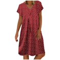 thumbnail image 4 of Kcodviy Été Dames Décontracté Court Femmes Automne Robe Formelle Manche Col en V Pois Robes d'Enseignante Robe à Imprimé Cœur, 4 of 4