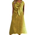 thumbnail image 2 of Ovzne Robes d'Été pour Femmes Robe Camisole Décontractée Col en U Plissée Régulière Multicolore Robe Longue Jupe Grande Taille Robe Manches Courtes Liquidation, 2 of 3