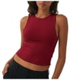 thumbnail image 1 of MIASHUI Womens Tank Tops Trendy Summer Crewneck Sleeveless Casual Basic Top,Wine,L, 1 of 6