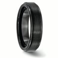 thumbnail image 4 of Black Ceramic Ridged Edge 6mm Brushed and Polished Band Ring 12 Size, 4 of 6
