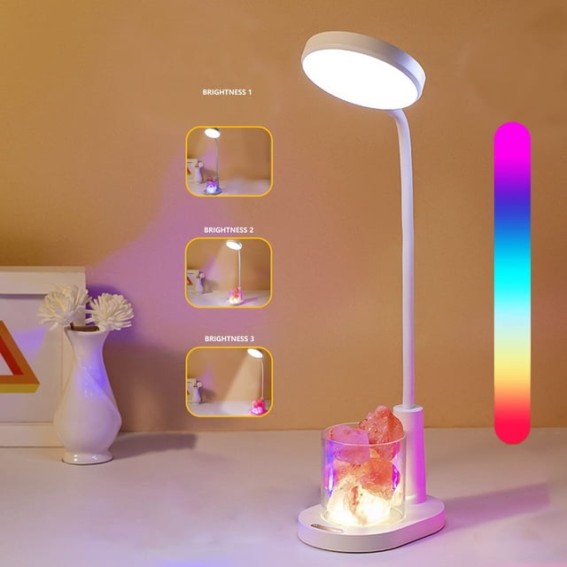 Xihbxyly Desk Lamp LED Small Stone Table Lamp Desk Lamp, Desk Lamps For Home Office, White Desk Light For Kids, Desktop/Computer Study Lamps For Bedrooms, Rechargeable Reading Light