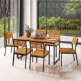 thumbnail image 4 of Gymax 7 PCS Outdoor Dining Set for 6 Acacia Wood Rectangular Table & 6 Armless Chairs, 4 of 9