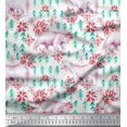 thumbnail image 1 of Soimoi Moss Georgette Fabric Snowflake & Polar Bear Animal Print Fabric by The Yard 42 Inch Wide, 1 of 5