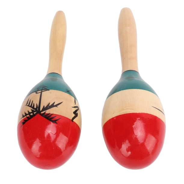 2Pcs Maracas Musical Instrument Wooden Rattles Shaker Hand