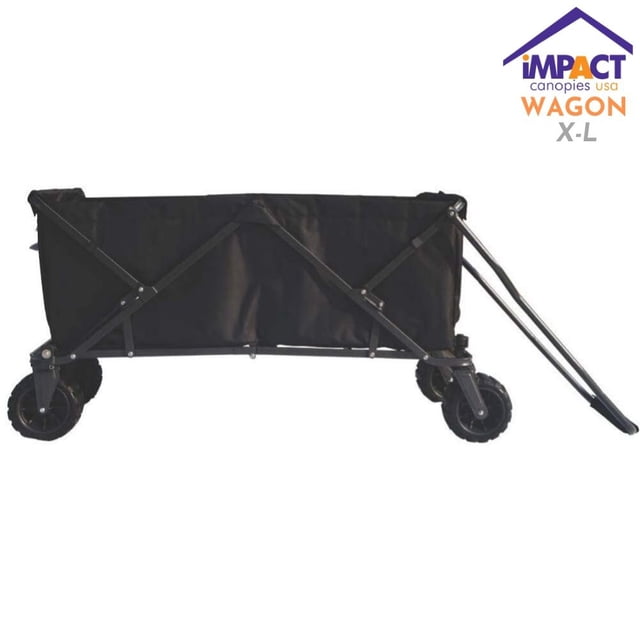 Impact Canopy Folding Collapsible Utility Wagon, Extra-Large Wagon with All-Terrain Wheels, Black
