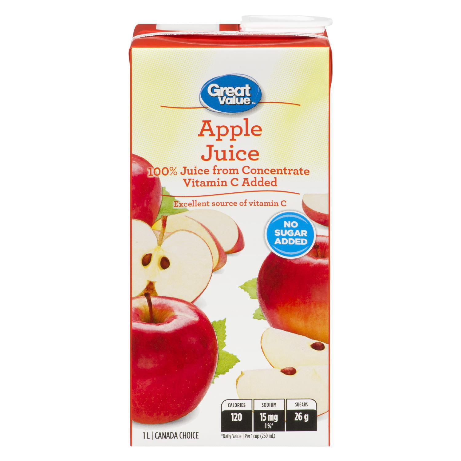 Great Value 100% Pure Apple Juice from Concentrate 1L