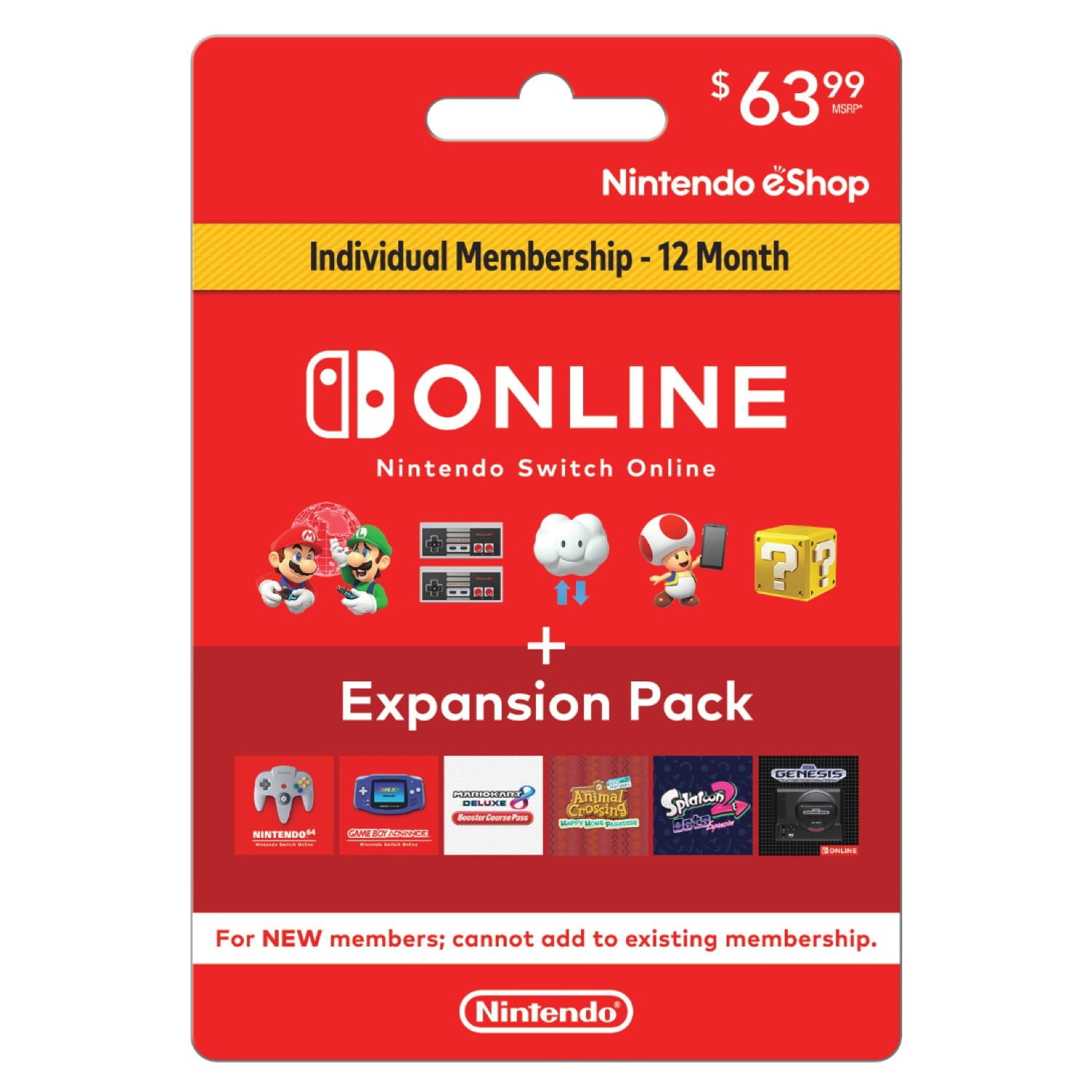 Nintendo Switch Nintendo Switch EXPANSION PASS Nintendo Switch Online + ExpPack - Individual Membership $63.99