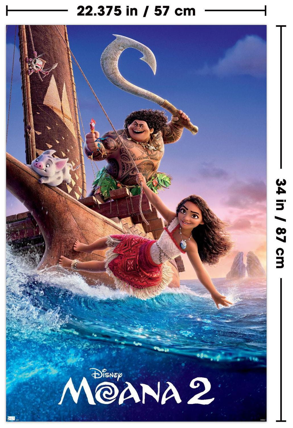 Disney Moana 2 - One Sheet Wall Poster, 22.375" x 34"