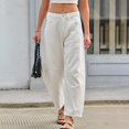 thumbnail image 4 of Bmisegm Women's Fashion Wide Leg Mid Rise Cropped Barrel Jeans, White, L, 4 of 8