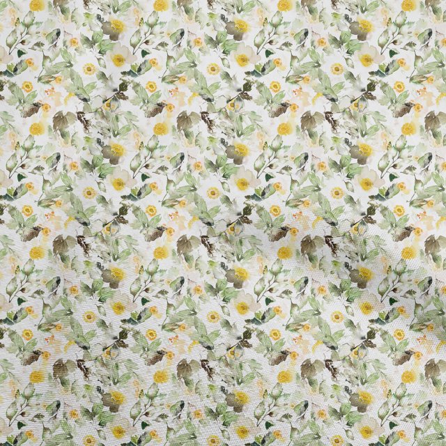 oneOone Velvet Yellow Fabric Water Color Sewing Material Print Fabric By The Yard 58 Inch Wide